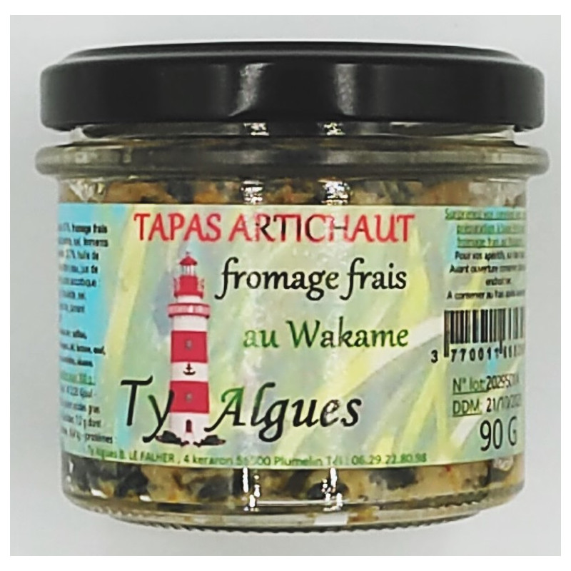 Tapas Artichaut fromage frais au Wakame, Ty Algues, Plumelin, Morbihan, Bretagne