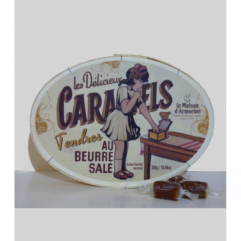 Boîte ovale, caramels au beurre salé, Maison d'Armorine, Quiberon, Morbihan, Bretagne